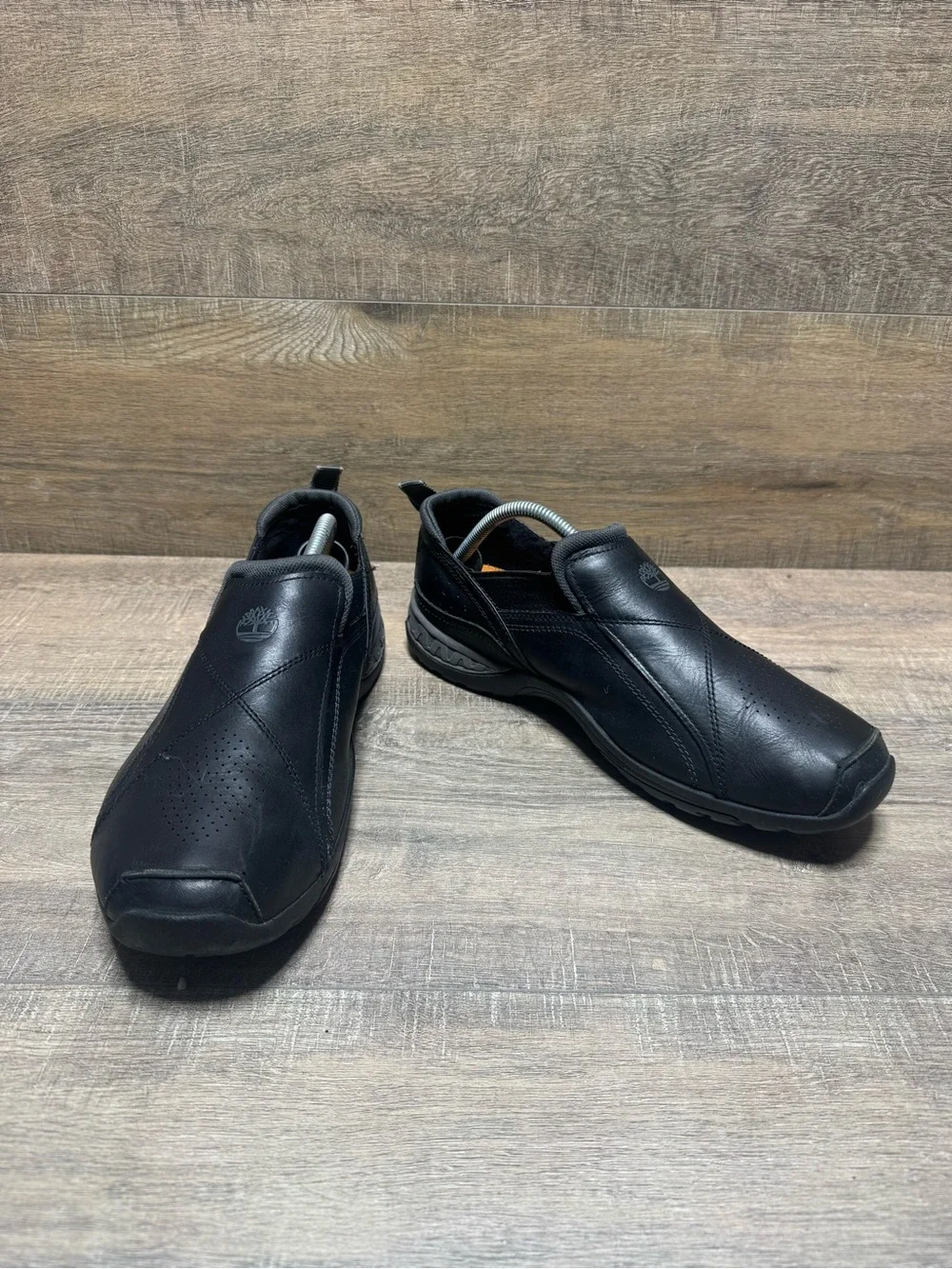 Timberland Black Slip-On Leather Casual Loafers